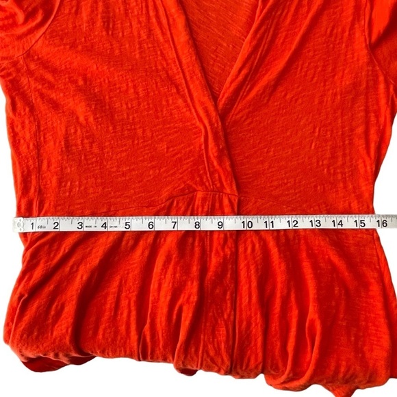 Anthropologie Left of Center Blood Orange Faux Wrap Slub Draped Hem Top - Sz M - Picture 16 of 16